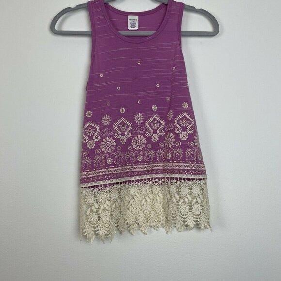 3/$15 Miss Additude pink top lace trim boho girls size L - Picture 1 of 5